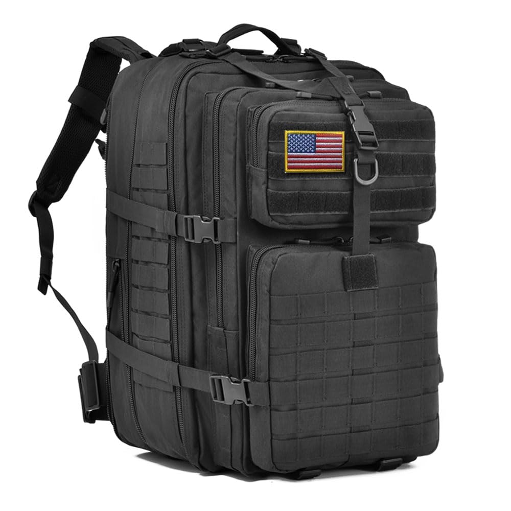 R.SASR 64L Large Tactical Backpack, Military Backpack, Molle Backpack, Tactical Bag, Hiking Daypacks (3, black)