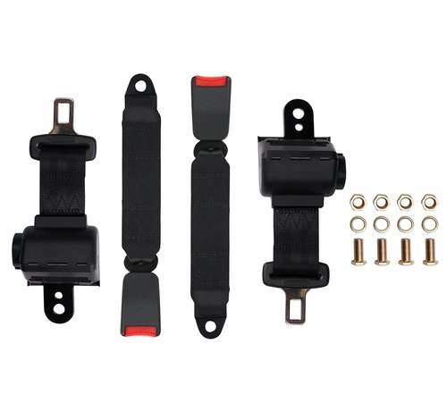 Bravokit Retractable Golf Cart Seat Belts Kit, Universal Retractable Seatbelts Fits Club Car EZGO TXT&RXV Yamaha Drive Club Car DS (Set of 2)