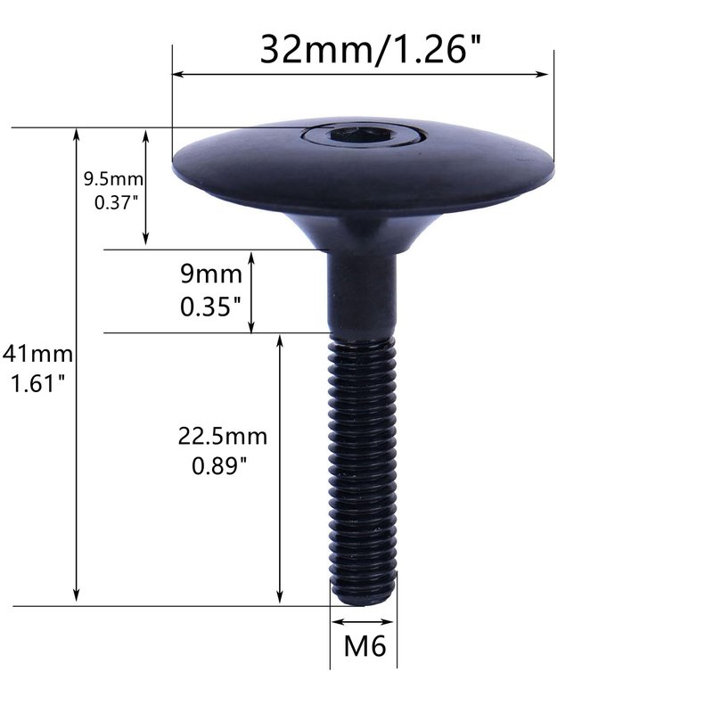 UHDFBDHF Bike Headset Titanium Top Cap 1-1/8" with Ti Bolt M6 x 35mm (Black)