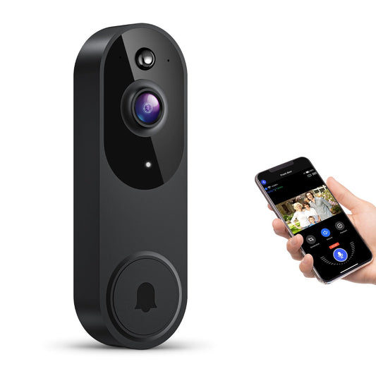 LinkSear Wireless Video Doorbell Camera, Smart AI Human Detection, Real-Time Notification, Night Vision, 2-Way Audio, Cloud Storage, 2.4G WiFi, Indoor Outdoor Surveillance (Without Receiver)