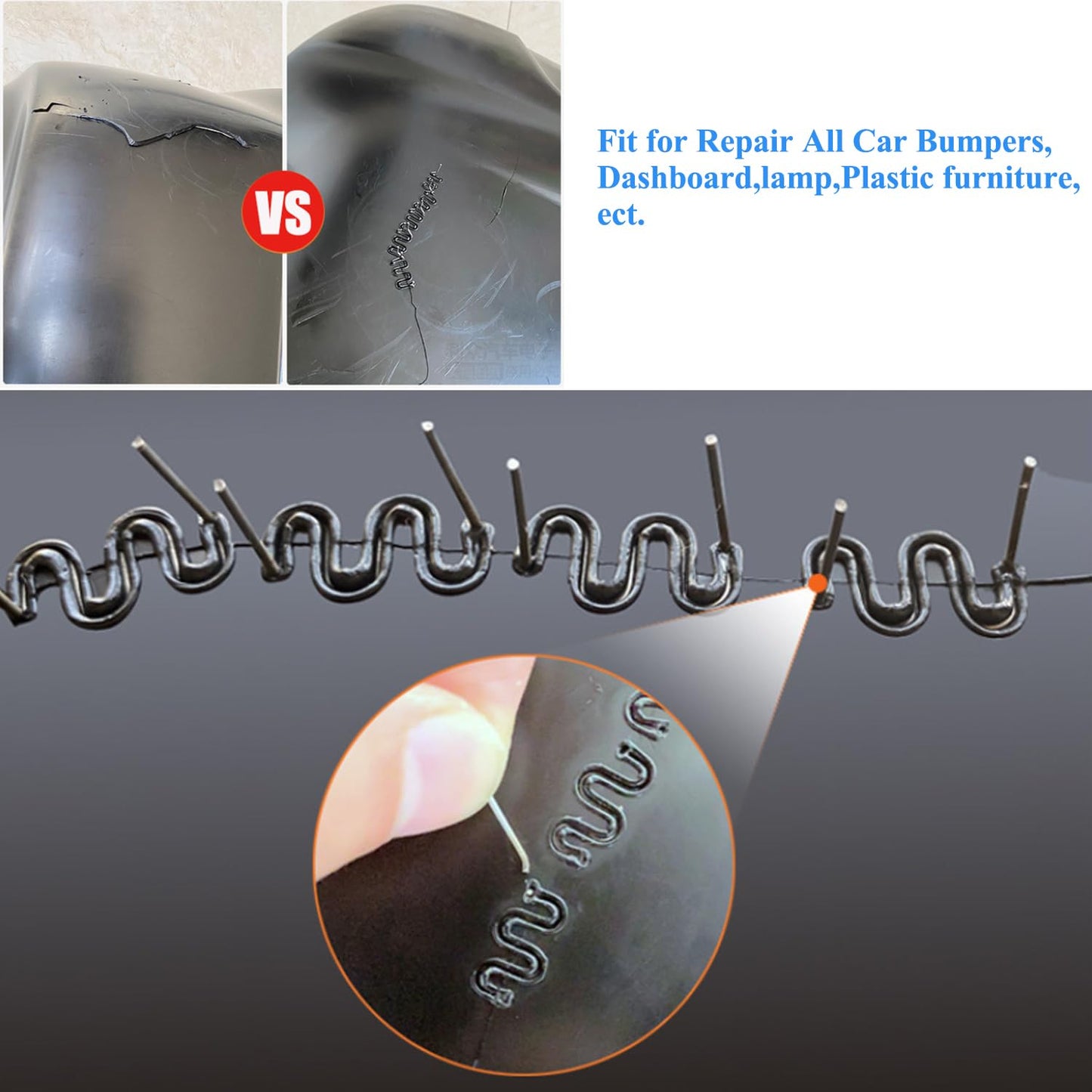 1000pcs 0.8mm Wave Hot Staples Welding Rods Supplies for Plastic Welder Gun to Fix Repair Car Bumpers, Plastic Cracks