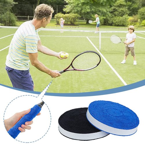 Ibluelover 16.4 Ft Badminton Tennis Towel Grip Tape Non Slip Racquet Handle Wrap Absorbent Racket Overgrip Roll Tennis Racket Sweatband for Outdoors