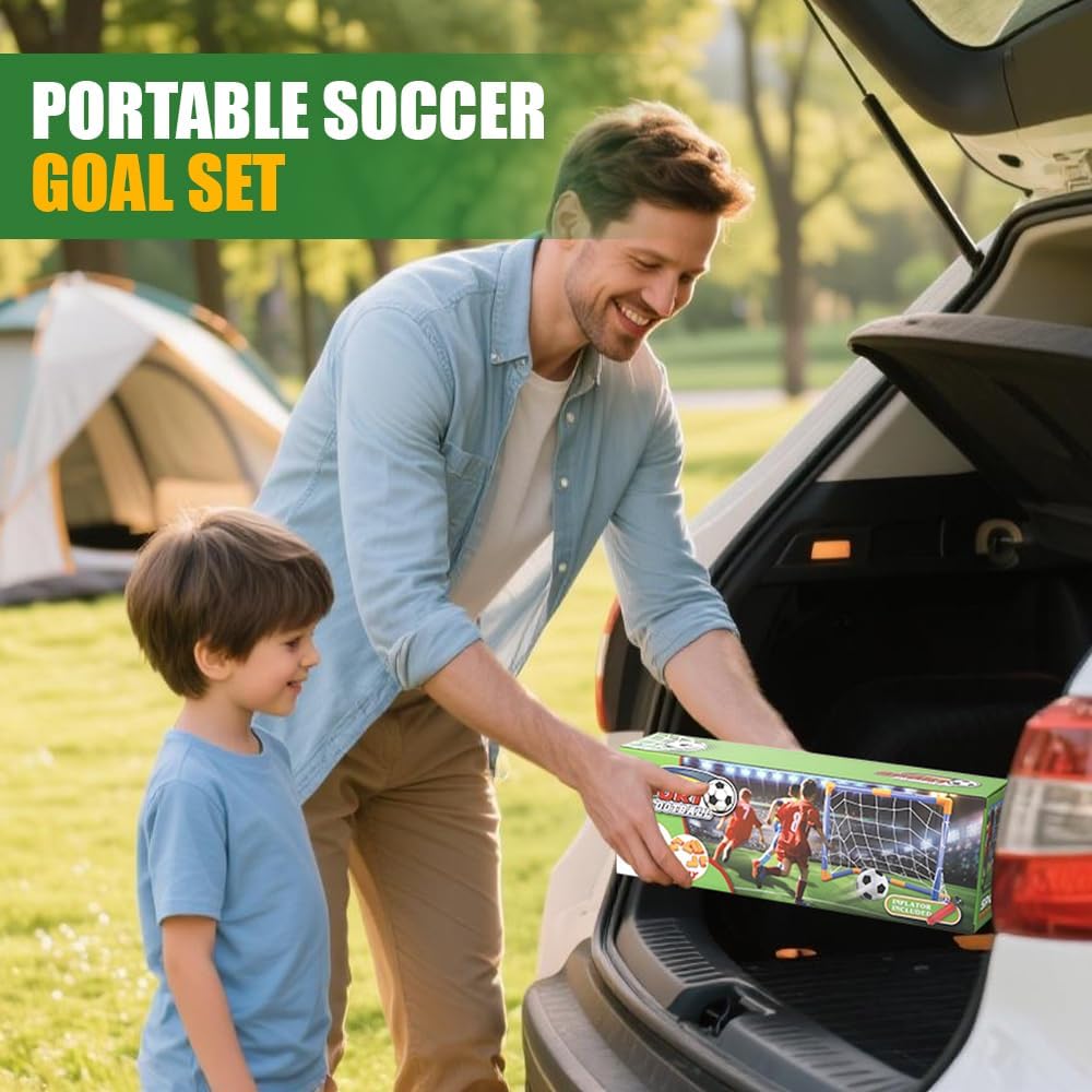 Soccer Goal Set - Portable Mini Soccer Net with 3 Balls | 23" W x 18" H x 12" D - Ideal for Kids & Youth Training