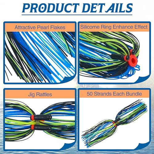 Silicone Spinnerbait Skirts Replacement Kit with Tube Rattles - 6pcs
