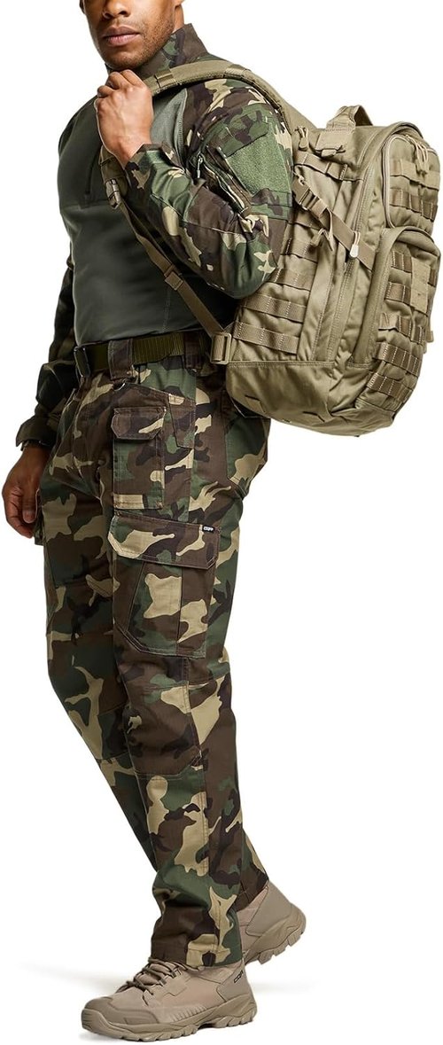 CQR Men's Tactical Pants - Lightweight Water-Resistant Ripstop Cargo for EDC & Hiking