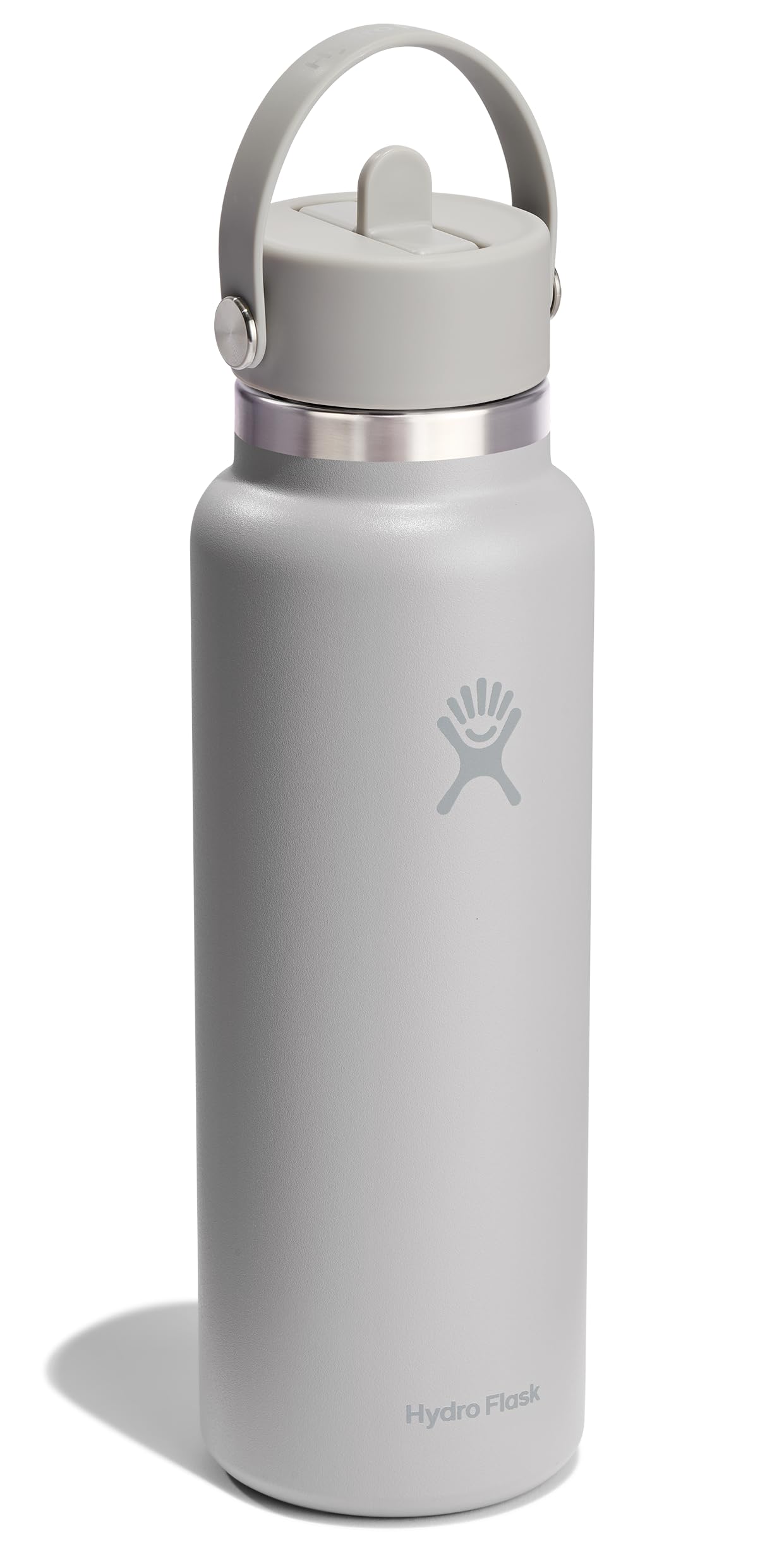 Hydro Flask Water Bottle - Insulated Stainless Steel - Wide Mouth Flex Straw Lid, Non Spill, Leakproof and Refillable in 40 Oz Tonal Birch