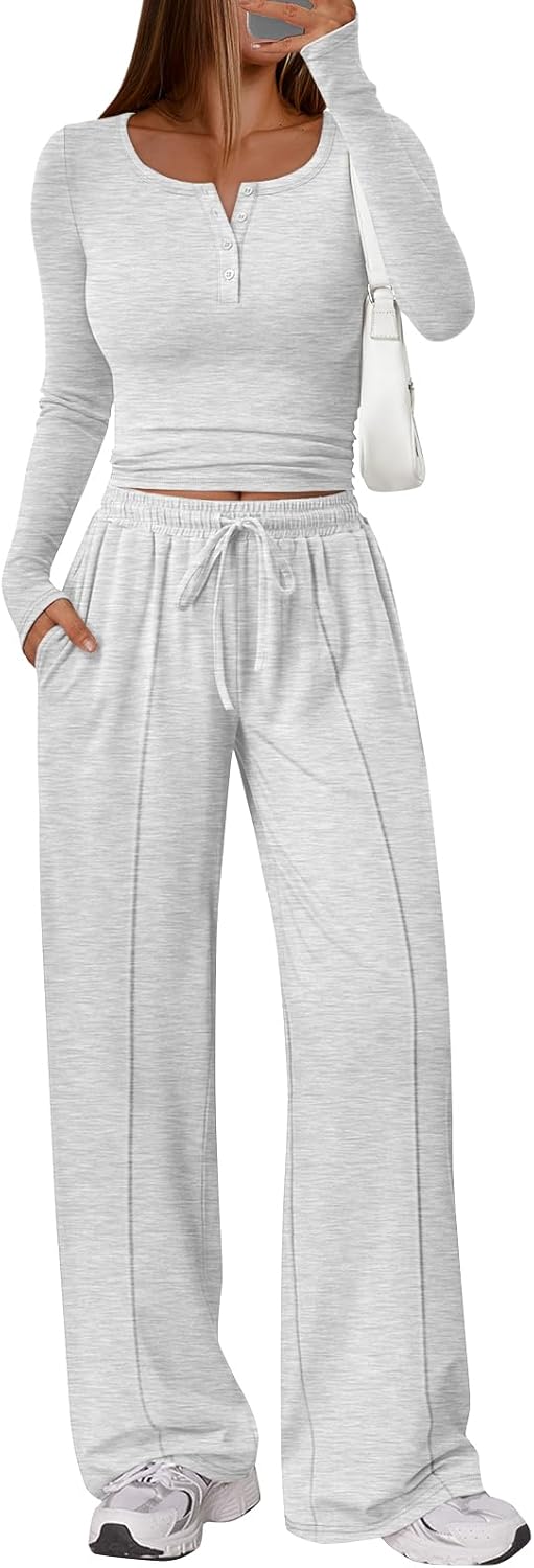 Trendy Queen 2 Piece Lounge Set for Women - Stylish Fall Fashion Travel Sweatsuit Outfit