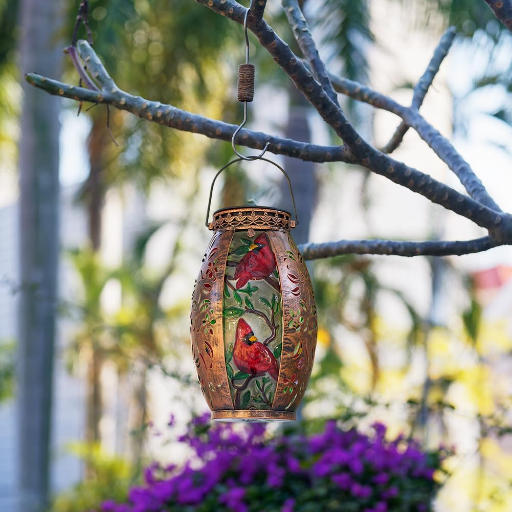 VEWOGARDEN Hanging Solar Lanterns Outdoor Waterproof Decorative Cardinal Solar Lights for Patio Porch Garden Table Decor