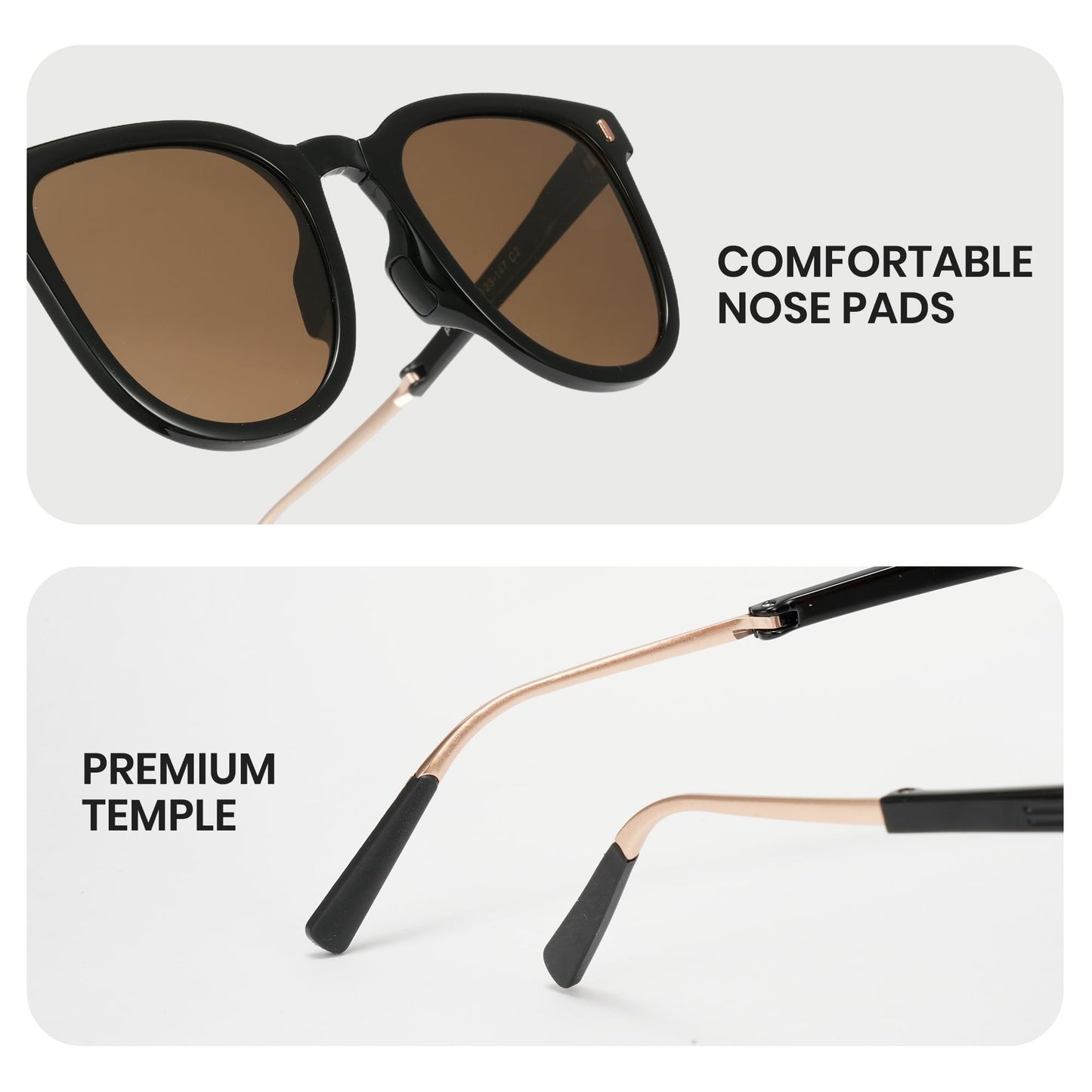Cyxus Foldable Polarized Sunglasses for Women Men, 24g TR90 Square Frame 99.99% UV Protection Beach Driving Outdoor P1576