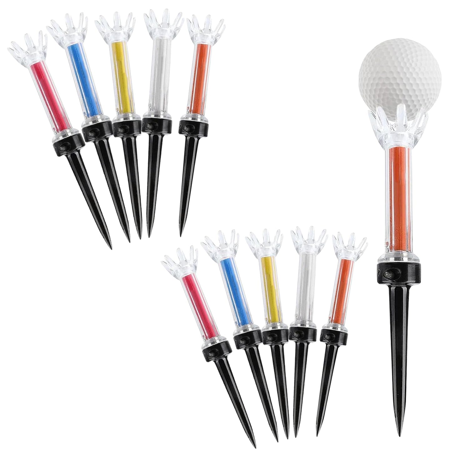 Magnetic Plastic Golf Tees, 10 Pcs Professional Long Golf Tees 3 1/2, Premium 8 Prongs Design Enhanced Durability & Stability, Precision Height Markers for Perfect Trajectory, Golf Accessories for Men