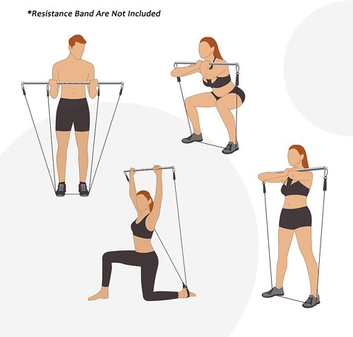 Expandable 2 Black Metal Spreader Bar Set Home Gym with 4pcs PU Brown Adjustable Straps,Sports Aid Training Fitness Gear Pilates Aid Kit,Gym Kit