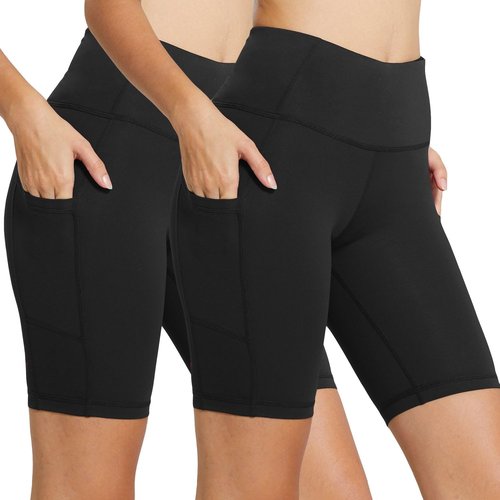 Baleaf Women's High Waist Biker Shorts - Comfortable Yoga & Workout Spandex with Pockets | 8"/5"/3" Sizes