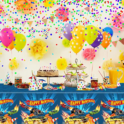 3-Pack Kids Racing Car Plastic Tablecloths - Birthday Party Supplies, 54x108 Inches