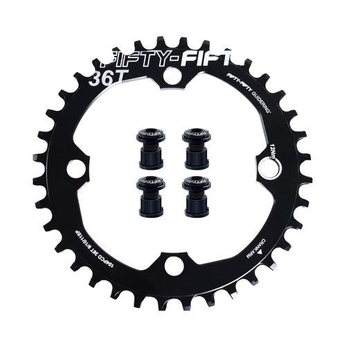 FIFTY-FIFTY Round 104BCD Mountain Bike Chainring, 30T 32T 34T 36T Narrow Wide, Single Chainring for 9/10/11-Speed with 4 Alloy Bolts for MTB (30T, Round Black)