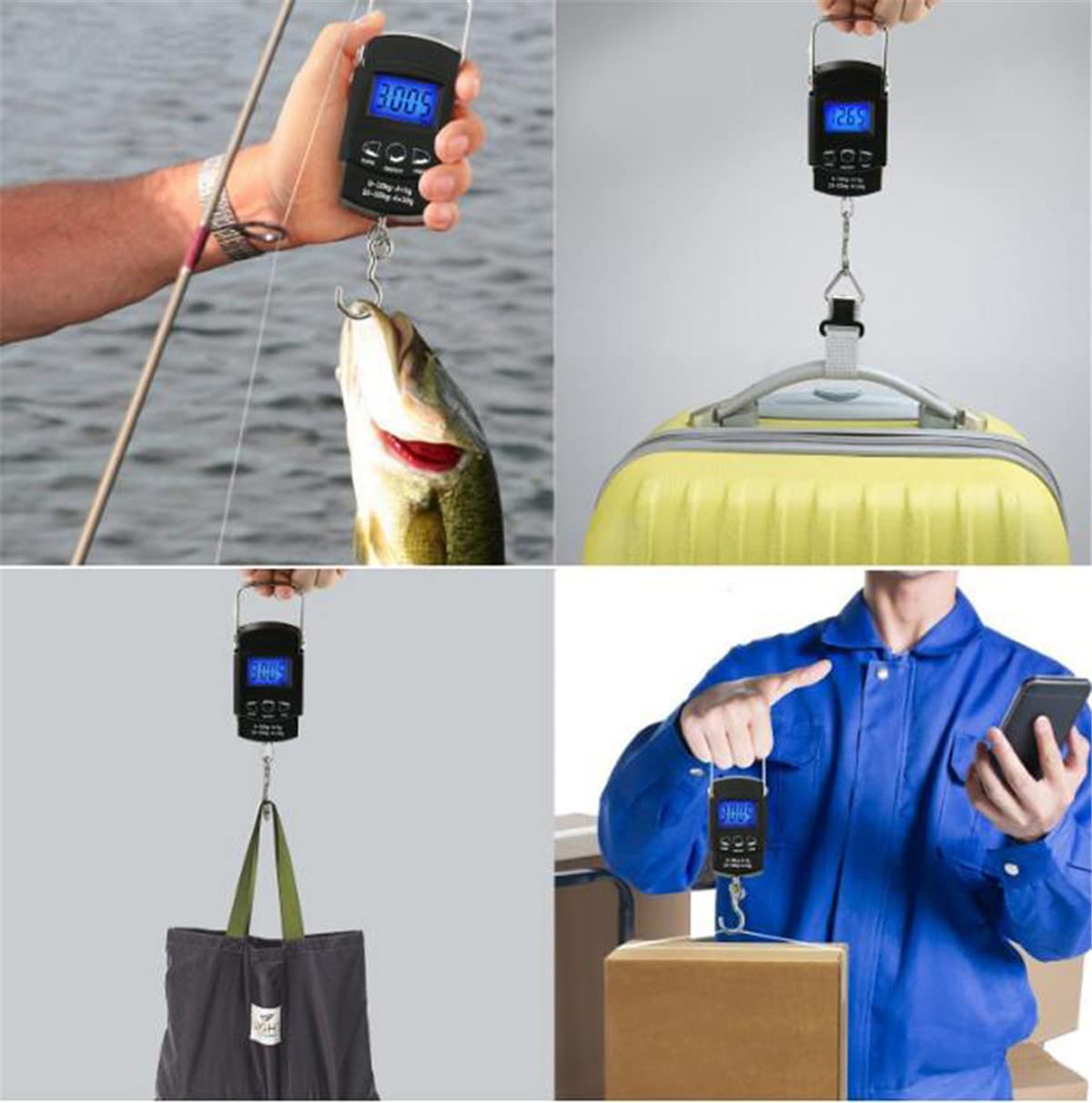 TXY Portable LCD Fish Scale - 110lb Capacity with 1m Ruler Tape for Accurate Fishing Measurements