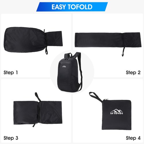 SFIUYDS Lightweight Hiking Backpack Small,Waterproof Hiking Daypack,Foldable Backpack for Travel,Ultralight Daypack(Nylon, Black)