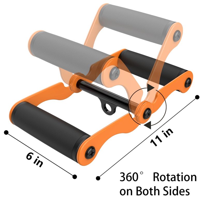 veimia V Bar T-Bar Row Landmine Handle Attachment for Barbell Bars, Solid Mine Double D Row Handle Grips with Non-Slip Rubber Grips, T-Row Attachment for Olympic Strength Training Bars,Orange