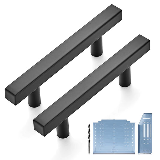 Ravinte 55 Pack Black Cabinet Pulls 3inch Matte Black Cabinet Handles Kitchen Pulls for Cabinets with Drill Mounting Template 5in Overall Length