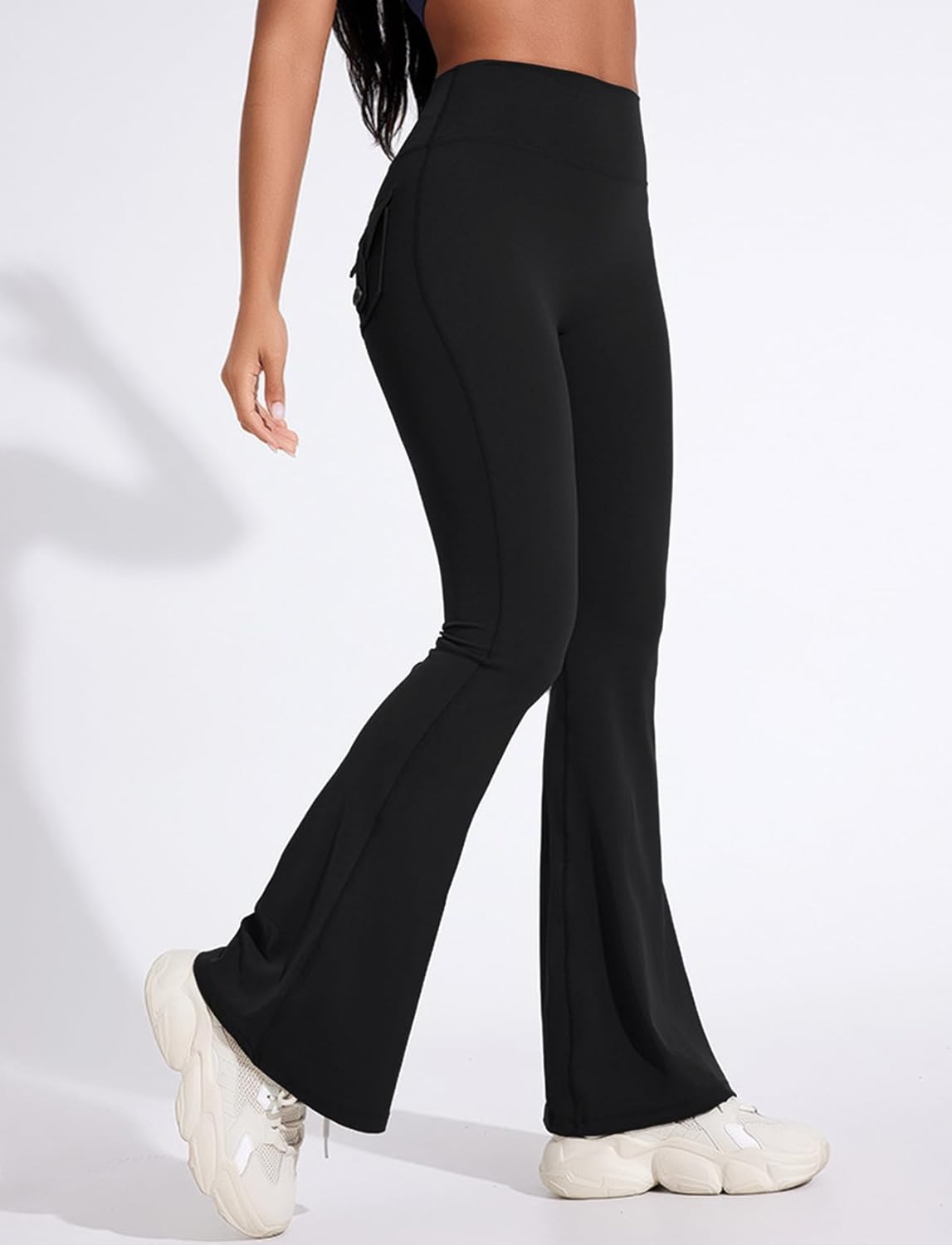 Skiennix Flare Leggings - Women's Scrunch Butt Lifting Workout Pants with Back Pockets | Yoga & Gym Wear