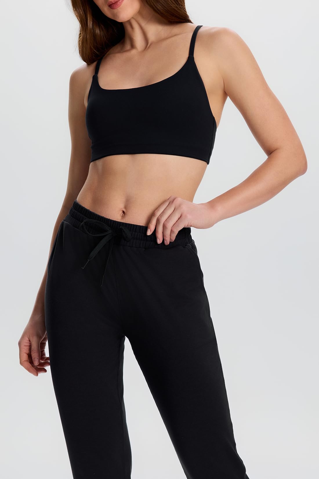 Yogipace Petite Women's Ultra-Soft Jogger Sweatpants with Pockets, Athletic Gym Pants for Lounge, Travel, Yoga,25",Black,Size M