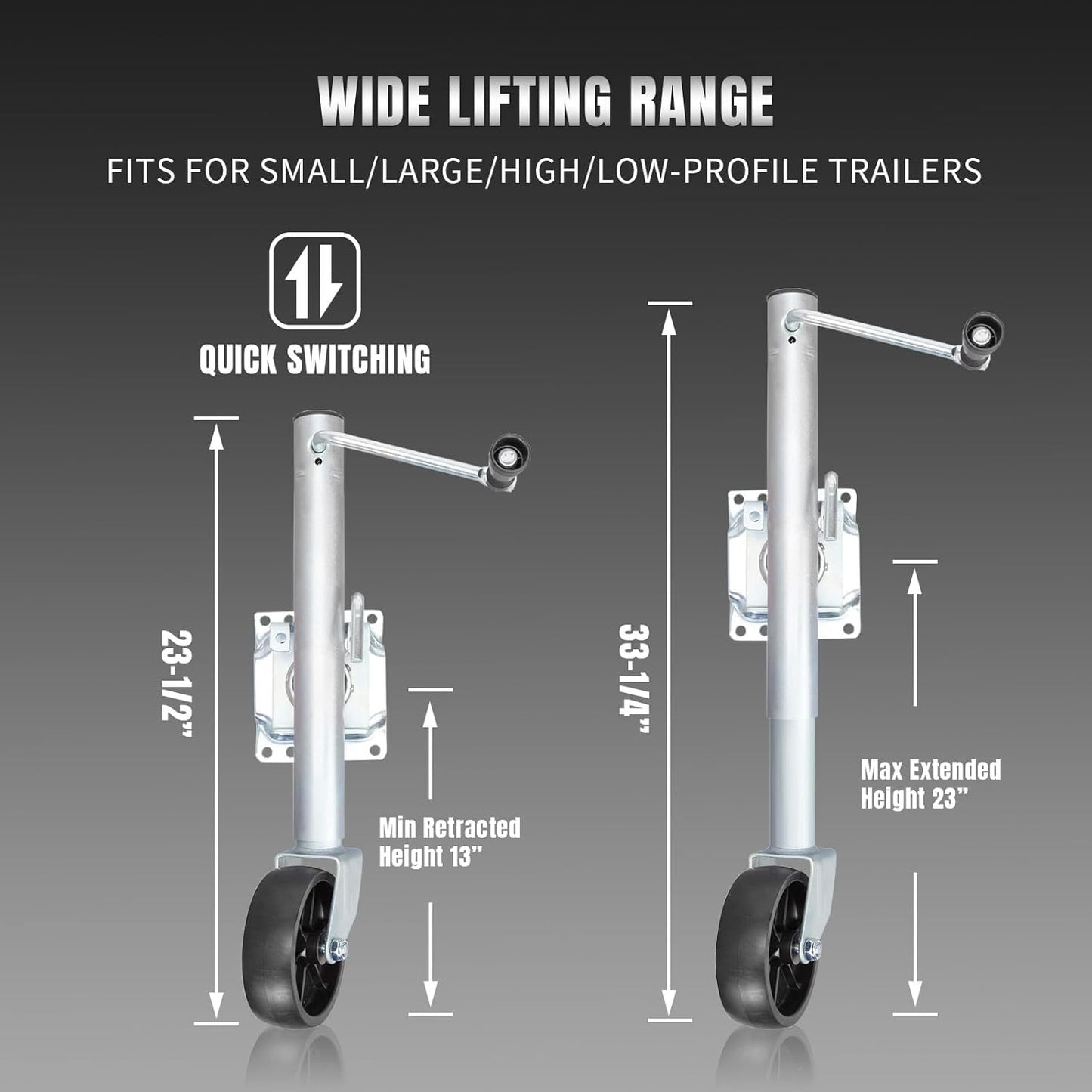 Road DAWG Trailer Jack - Heavy Duty Swivel Design with Wheel | 1000lbs Capacity, 10" Lift