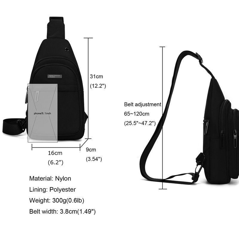 zhongningyifeng Mini Sling Chest Bag Nylon Waterproof, Lightweight Crossbody Shoulder Daypack for Men and Women, Outdoor Sports Hiking Camping