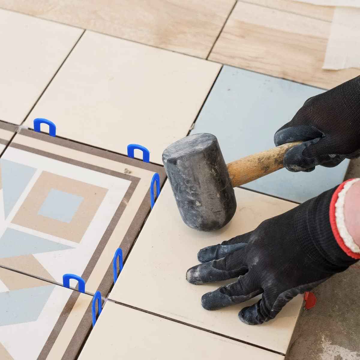 DGSL Tile Leveling System Tile Spacers 1/16 Inch, 500 pieces Horseshoe Shim U Shape Plastic Tile Leveling Clips for Various Types of Tile Leveling (Blue)