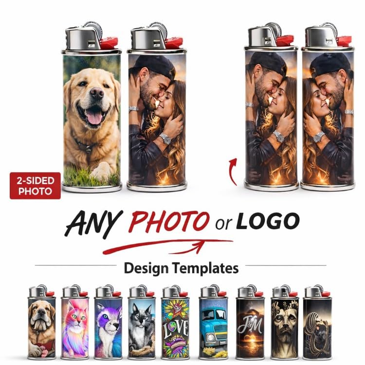 Custom Photo Lighter Stickers - Double-Sided, 25 Pack