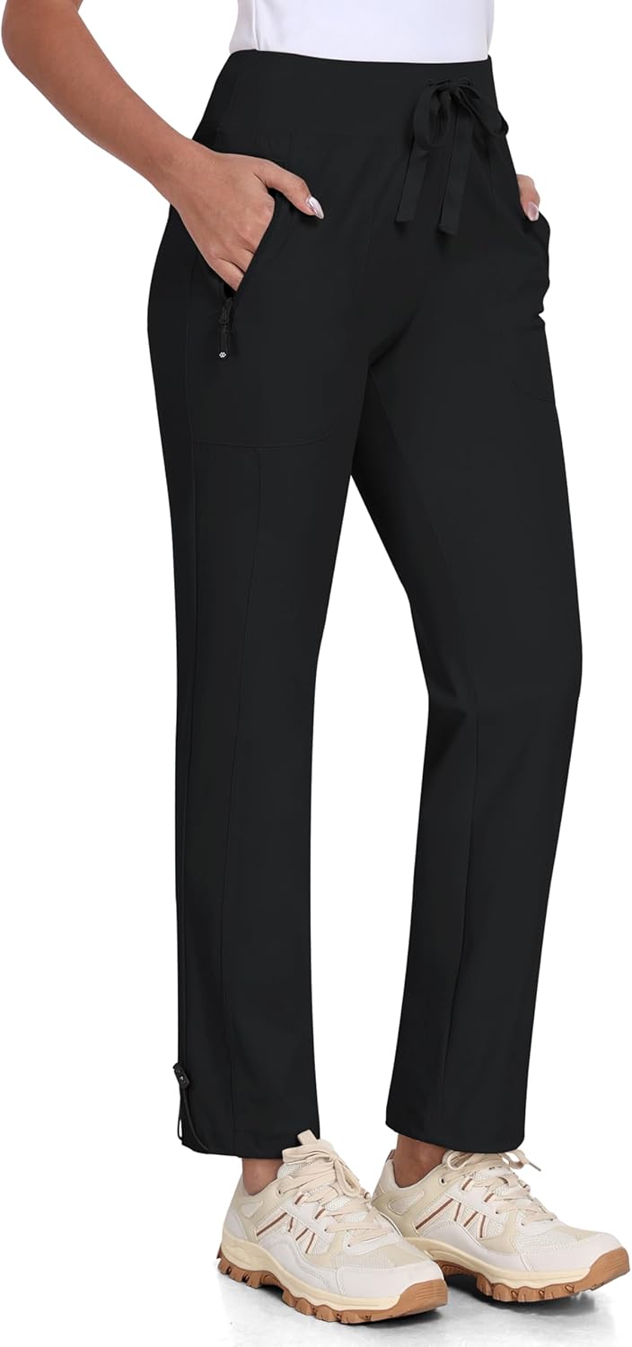 MoFiz Women's Hiking Pants - Lightweight Quick-Dry Travel Joggers | Water-Resistant with Zipper Pockets
