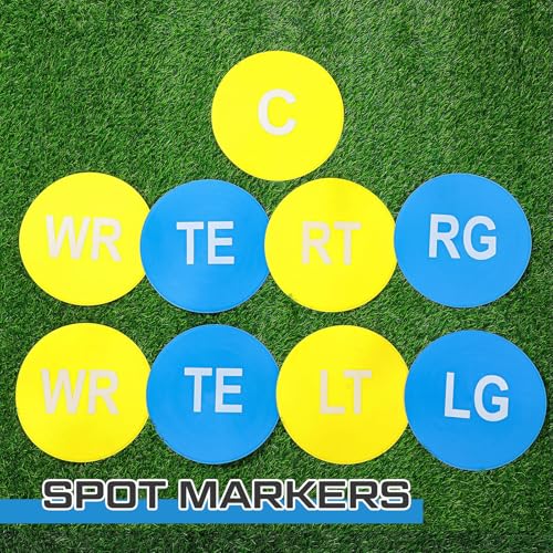 9-Inch Football Lineman Spot Markers - Blue & Yellow Training Dots