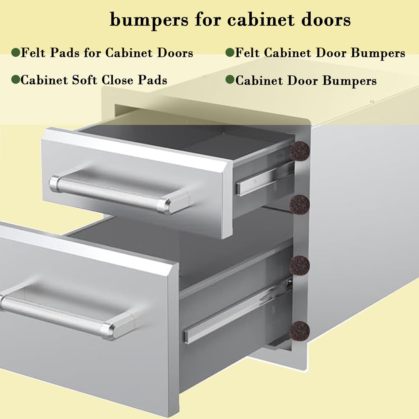 Fursafe&Q Felt Furniture Pads, Furniture Felt Pads for Hardwood Floors -Self Adhesive Chair Leg Floor Protectors, Protect Your Floors from Nicks, Bumps and Scratch,96 Pcs Round Cabinet Door Bumper