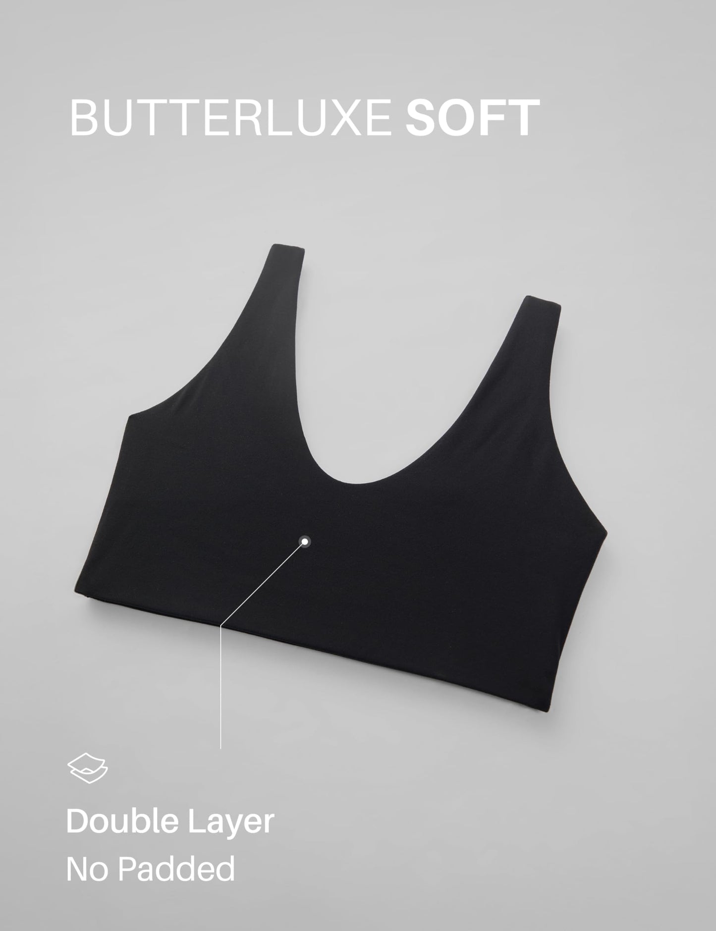 CRZ YOGA Butterluxe Soft Double Lined Scoop Neck Sports Bras for Women - Adjustable Straps Yoga Crop Top Non Padded Black Medium