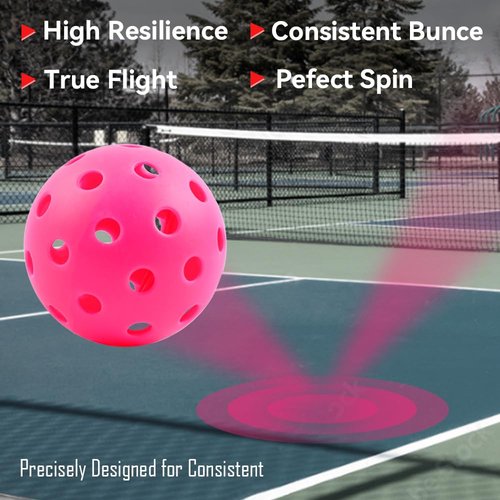 Fizzazzle Pickleball Balls 12 Pack, 40 Holes Outdoor Pickleball Balls, USAPA Standard, High Bounce & Durable, Championship Grade, Pink