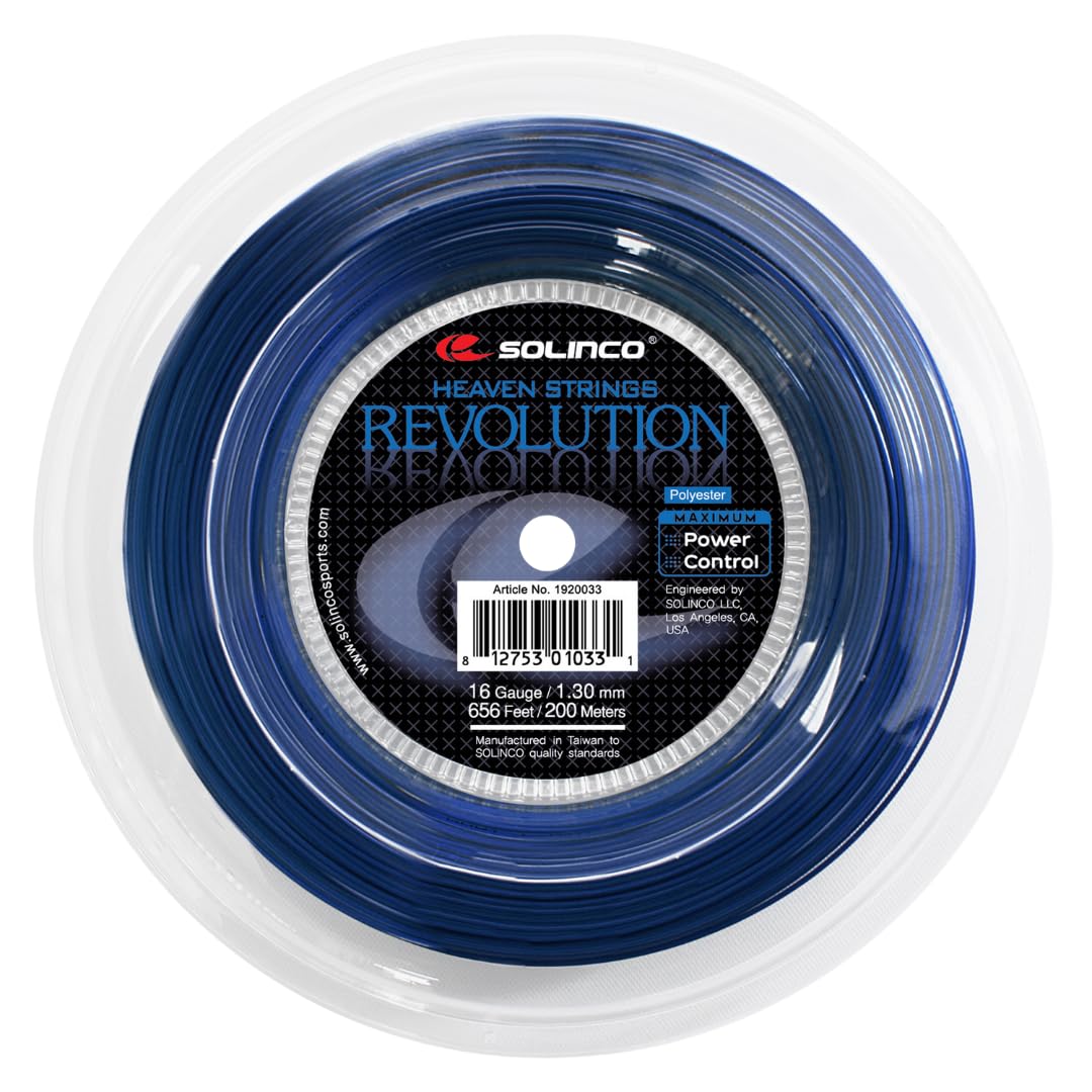 Solinco Revolution Co-Polyester Tennis String Reel 656 ft / 200 m – Maximum Spin, Power & Control – Six-Sided Design, Durable High-Performance Polyester, TruTension Technology 16