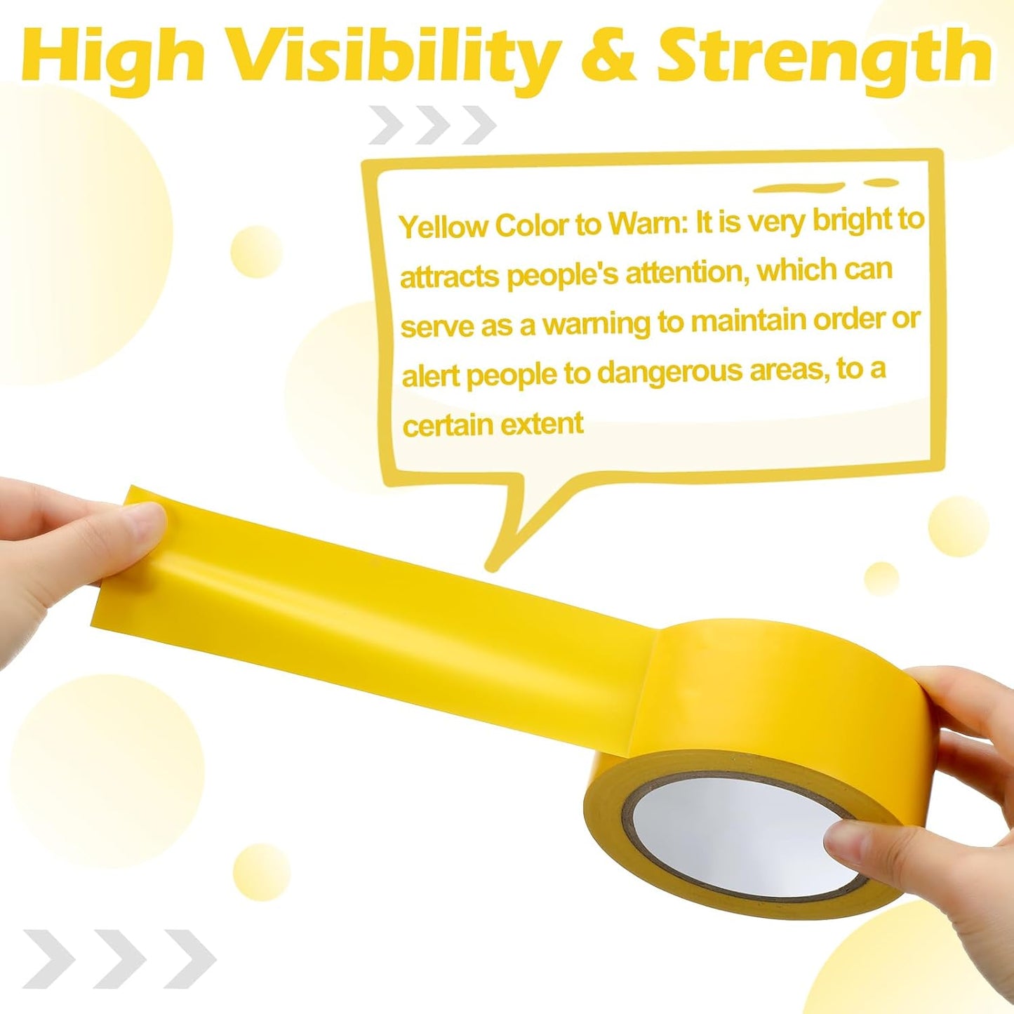 Outus Floor Marking Tape - Durable 2" Wide Yellow Non-Abrasive Tape for Social Distancing | 100' Length, 6 Rolls