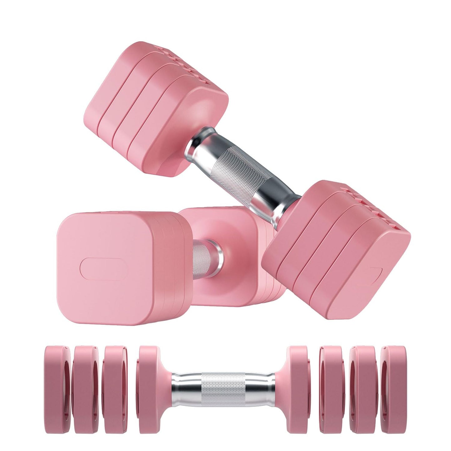 RUNWE 10lb Dumbbell Set of 2-4 in 1 Fast Adjustable Free Weight Set, Each 4lb 6lb 8lb 10lb for Women & Men Exercise Fitness for Home Gym, Also Can Be Used Push Up Bar