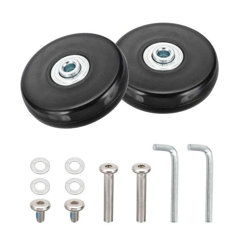 MECCANIXITY Luggage Wheels Replacement 60x18mm PU Suitcase Wheels Repair Kit Smooth Trolley Replacement Swivel Caster for Inline Skate Trolley Bag (Black, Pack of 2)