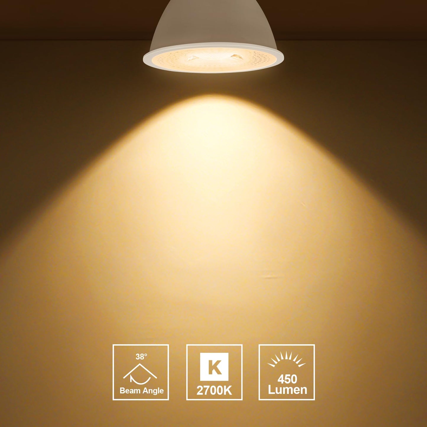 GEPLAD 4 Pack MR16 LED Bulbs 50W Halogen Equivalent, 2700K Warm White, 5W GU5.3 MR16 12V Spotlight Bulb, Non-Dimmable,38 Deree Beam Angle for Landscape, Recessed, Track Lighting