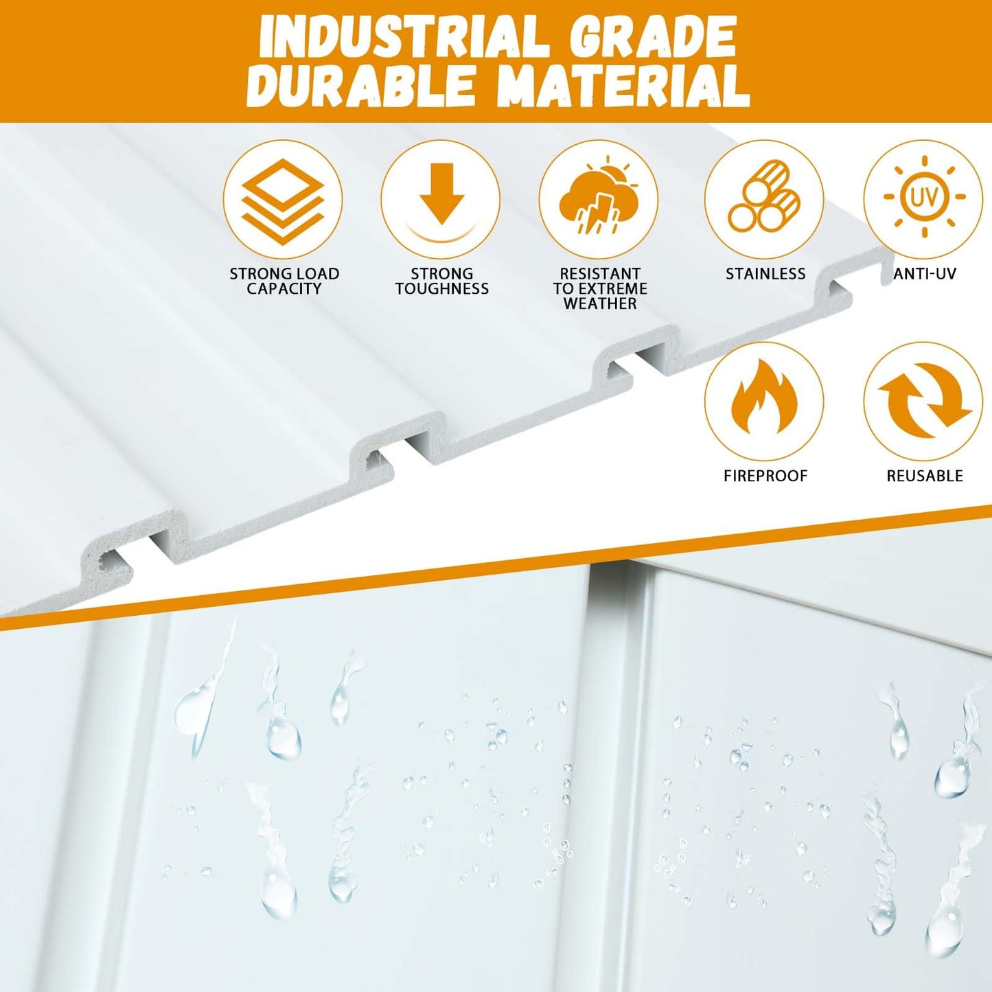 Landical PVC Slat Wall Panels 4 x 4 Ft, 4 Panels, Garage and Home Organizer Storage System for Tool Organization, Peg Board Storage Rack, White