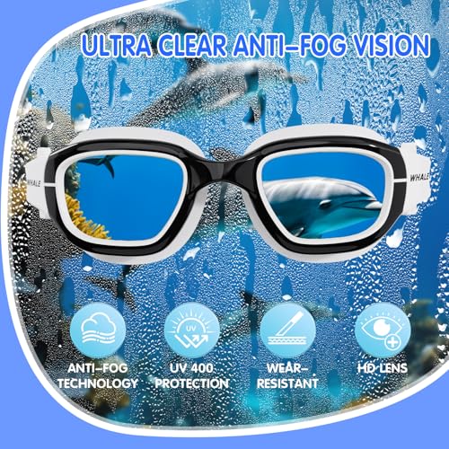 Kids Swim Goggles - Comfortable Polarized UV400 Anti-Fog - Black Polarized Lenses