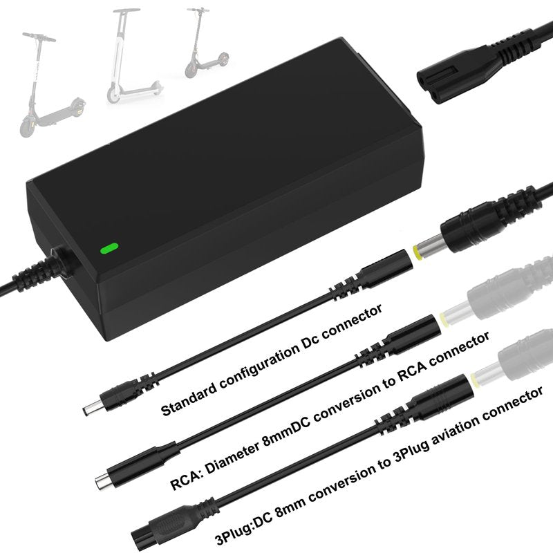 42V 2A Scooter Charger 4 in 1 Removable Connector for 36V Pocket Mod, Sports Mod Lithium Battery Compatible with GOTRAX,Ninebot,Hiboy Electric Scooter Charger