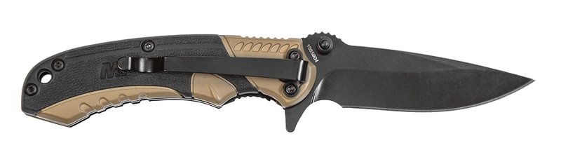 Smith & Wesson M&P M2.0 6.1in S.S Ultra-Glide Folding Knife w/2.75in Drop Point Blade and Aluminum/Nylon FDE Handle for Outdoor, Tactical, Survival and EDC