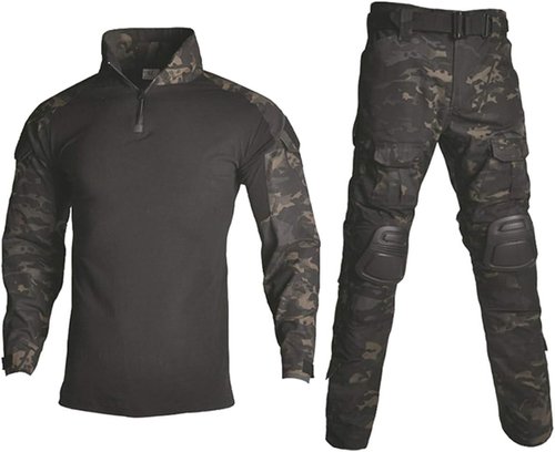 HARGLESMAN Men's Tactical Military Suit - Long Sleeve Combat Shirt & Pants with Knee Pads | Army Fit