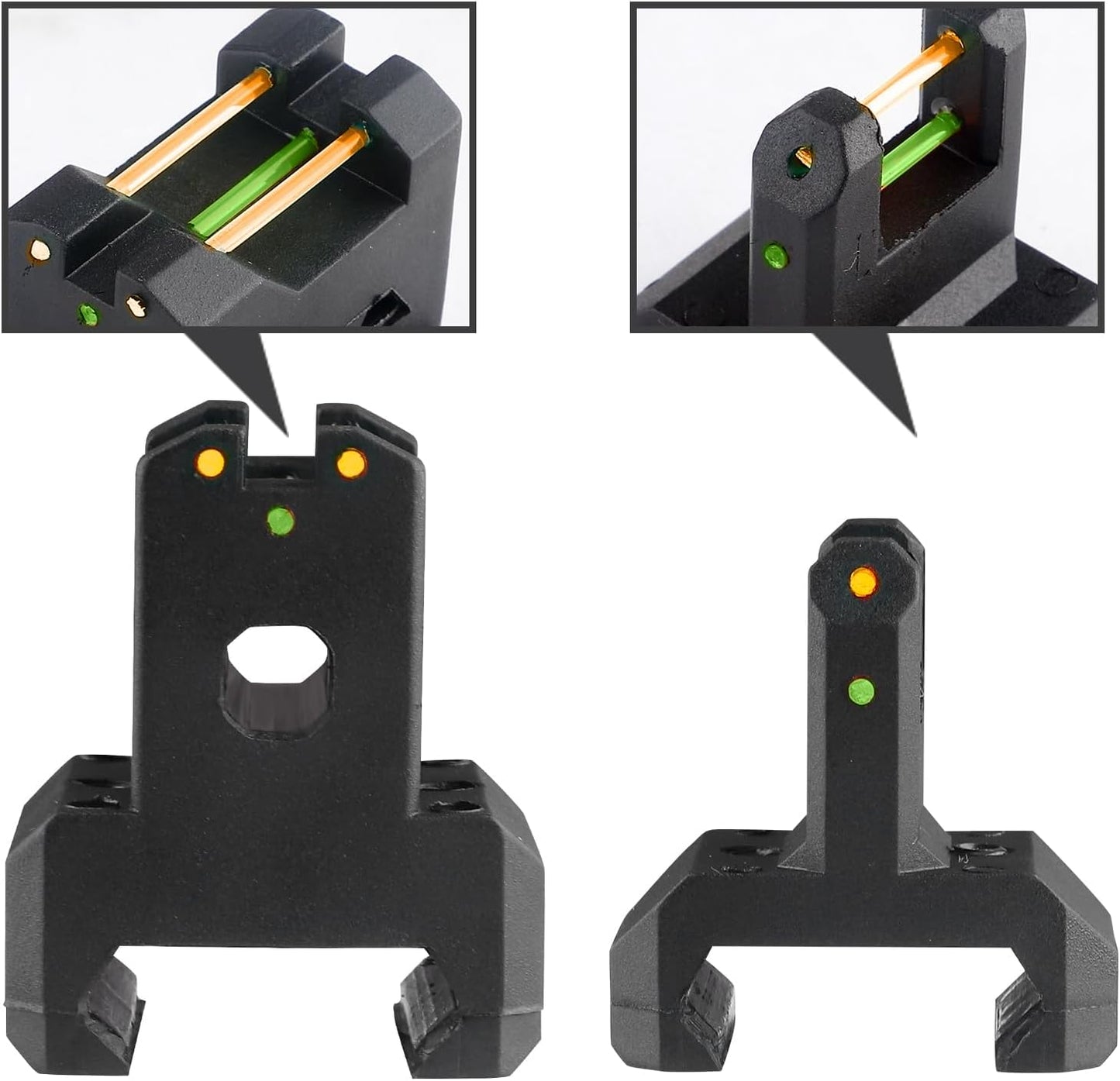 ZBULAR ZR-L3 Fiber Optic Front & Rear Sight - Multiple Aiming Methods for Precision Shooting