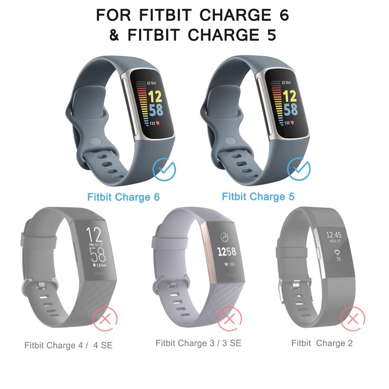 Tobfit 6 PACK Sport Bands Compatible with Fitbit Charge 5 Bands for Women Men, Soft Silicone Waterproof Straps Replacement Wristbands Compatible for Fitbit Charge 5 Watchband,Small,