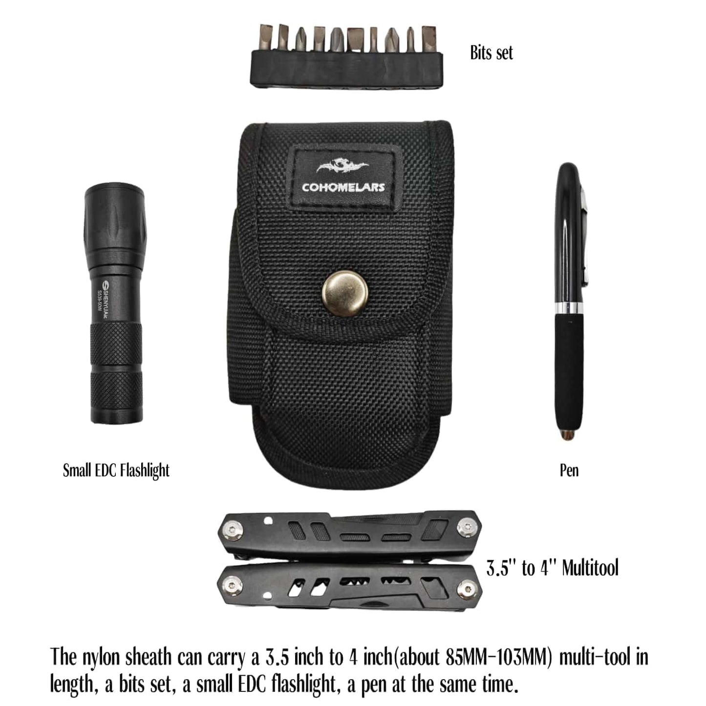 Multitool Snap Sheath Fits Up to 4'' Multitools,Tool Sheath for Leatherman,Gerber,Tool Holster for Belt Horizontally and Vertically Carry(Small Size)