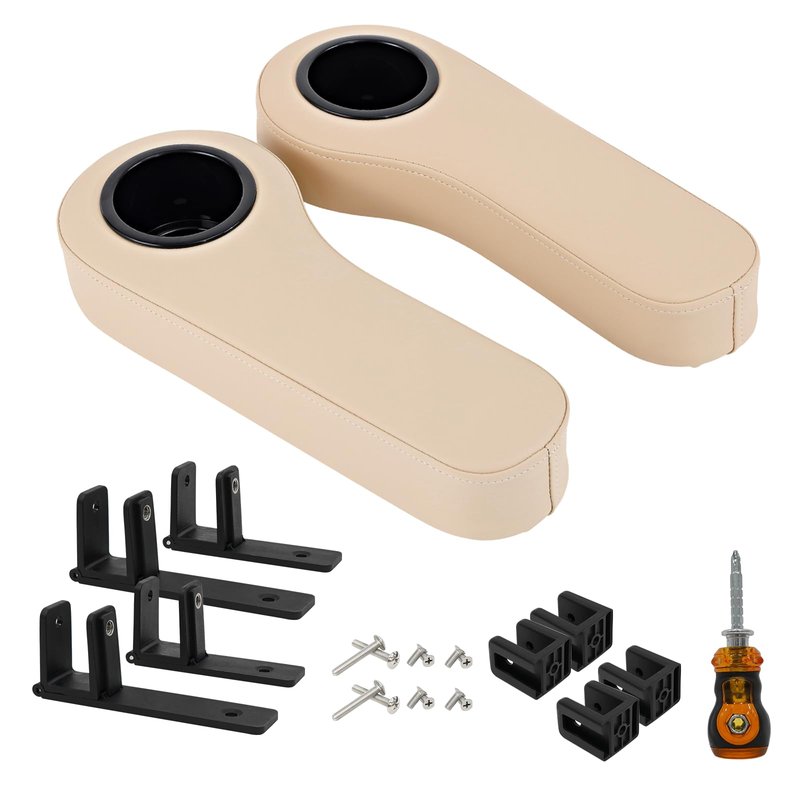 SAMXOMAP Flip Armrest with Cup Holder for Golf Cart Aftermarket Rear Seat Kit 1'' and 0.78'' Square Tube, No Need Drilling Arm Rest for EZGO Club Car Yamaha