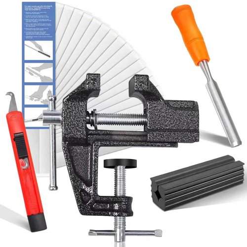YIMISIMON Golf Grip Regripping Kit for Home Use | Includes Retractable Hook Blade, 15 Grip Tape, Grip Tape Remover, Portable Table Vise & Rubber Clamp | Quick Repair Solution Set