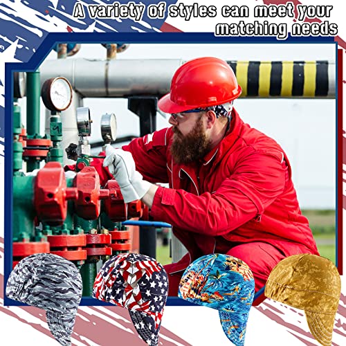 Hercicy 4 Pcs Welding Cap Flame Resistant Cotton Welding Hat for Men Women's Welders Caps Sweat Absorption Mesh Hat for Welder Electrician Gas Station, Matched with Most Welding Helmet