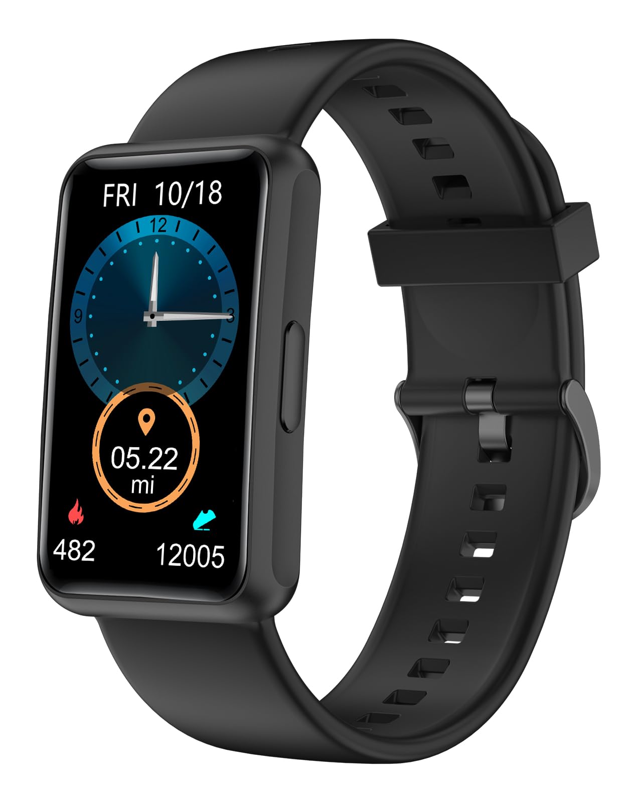 HUAKUA Pedometer Watch No Bluetooth Fitness Tracker Step Counter Black